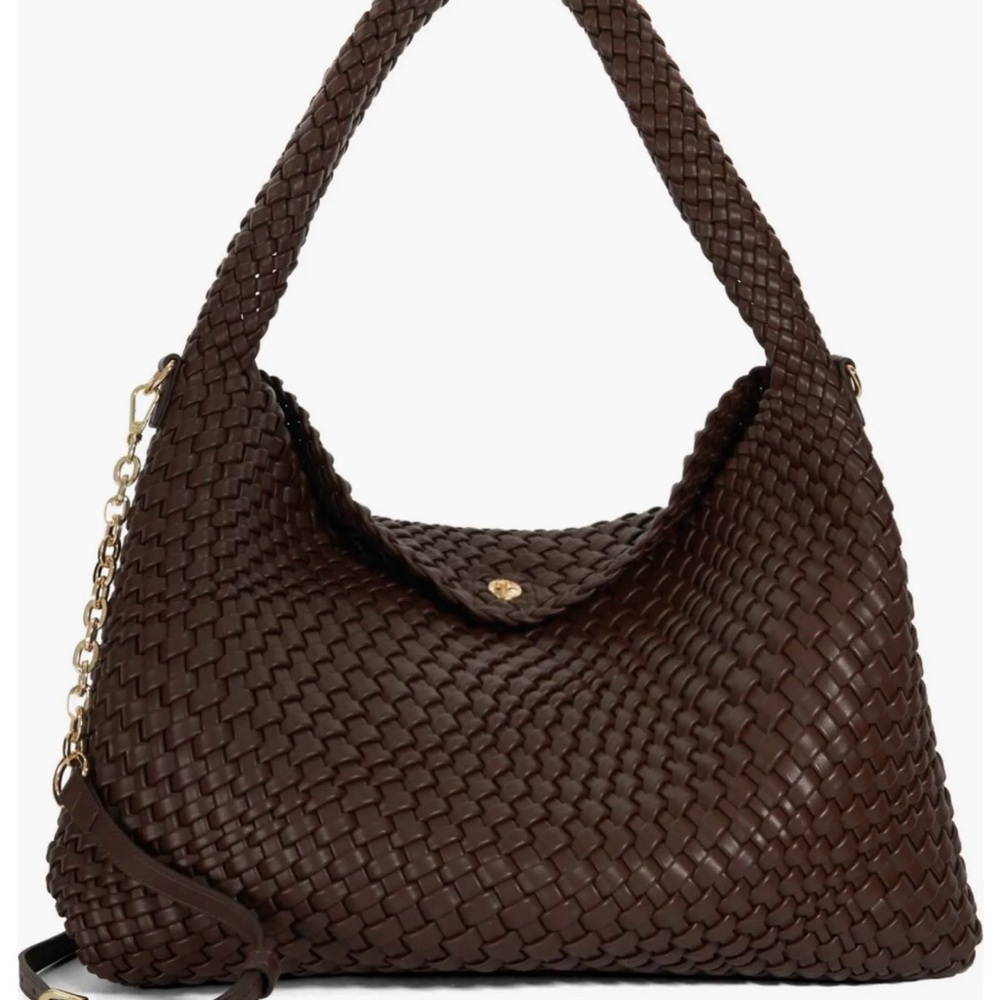 Dune London Deliberate L Woven Hobo Shoulder Bag in Dark Brown